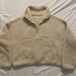 Cropped half zip Sherpa sweater